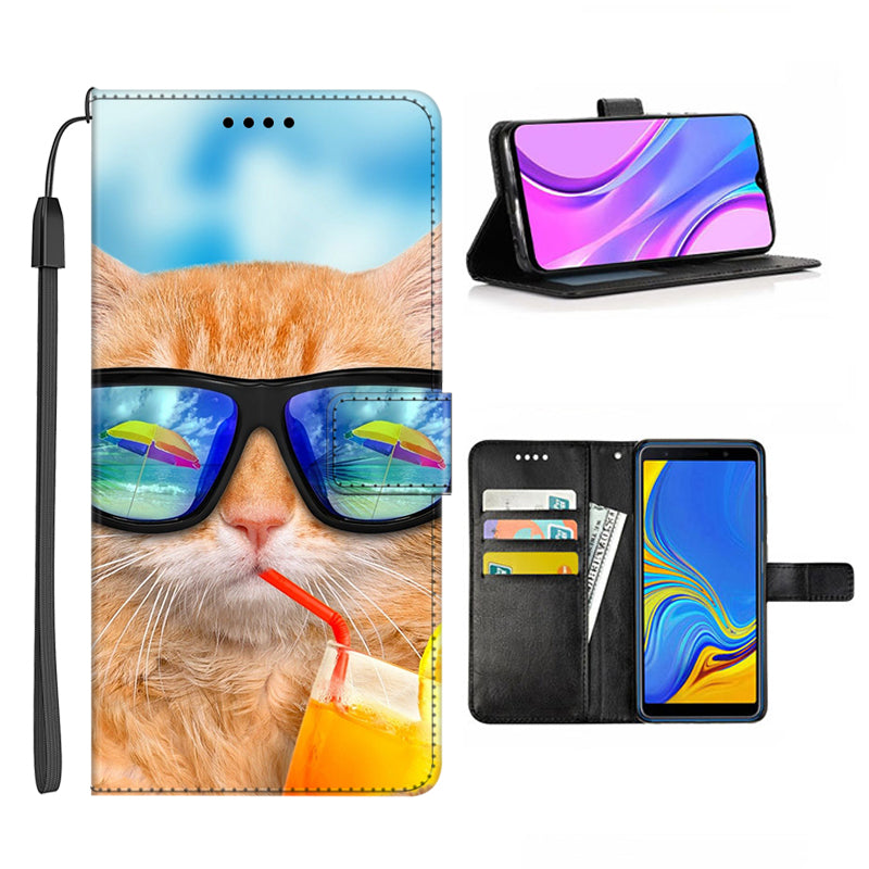 For Honor X9a 5G PU Leather Phone Case Pattern Printing Folding Stand Wallet Cover with Strap