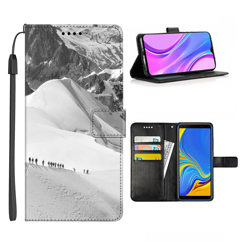 For Honor X9a 5G PU Leather Phone Case Pattern Printing Folding Stand Wallet Cover with Strap
