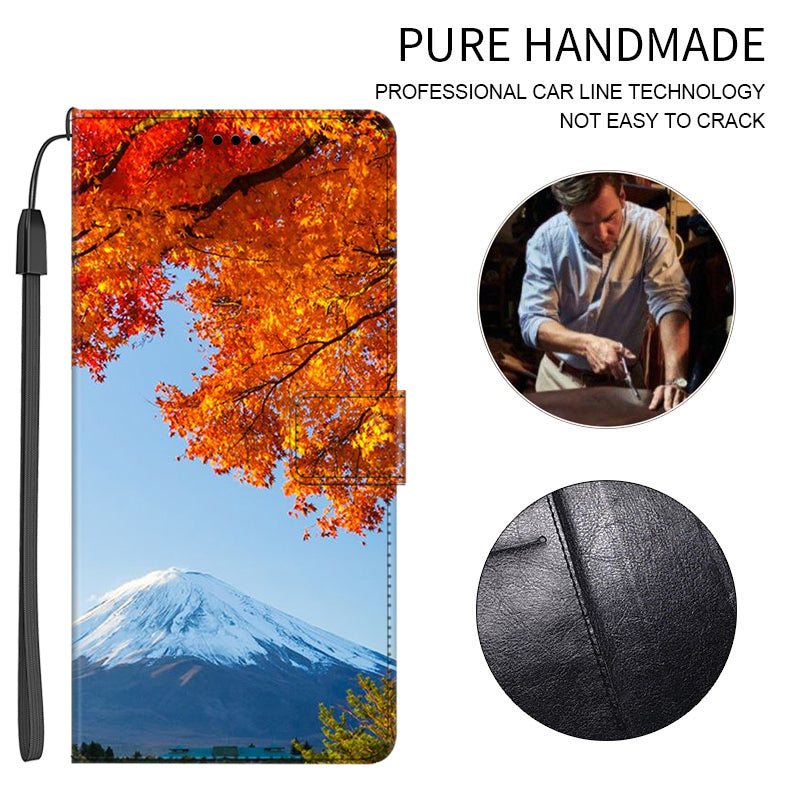 For Honor X9a 5G PU Leather Phone Case Pattern Printing Folding Stand Wallet Cover with Strap