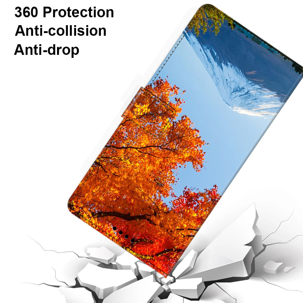 For Honor X9a 5G PU Leather Phone Case Pattern Printing Folding Stand Wallet Cover with Strap