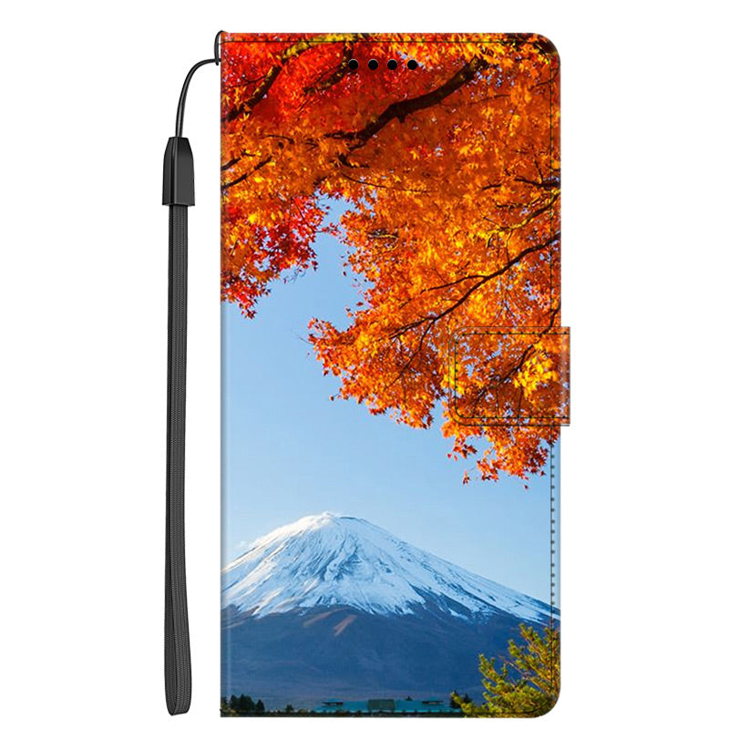 For Honor X9a 5G PU Leather Phone Case Pattern Printing Folding Stand Wallet Cover with Strap