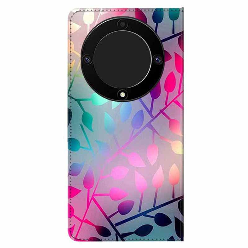 For Honor X9a 5G PU Leather Phone Case Pattern Printing Folding Stand Wallet Cover with Strap