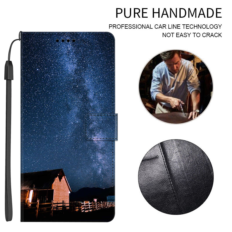For Honor X9a 5G PU Leather Phone Case Pattern Printing Folding Stand Wallet Cover with Strap