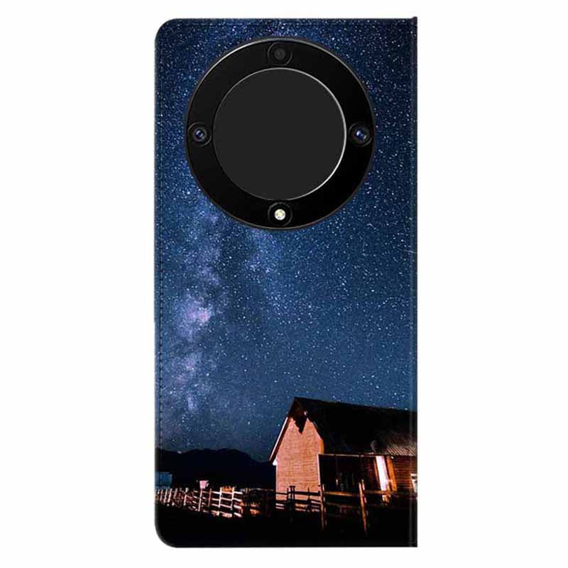 For Honor X9a 5G PU Leather Phone Case Pattern Printing Folding Stand Wallet Cover with Strap