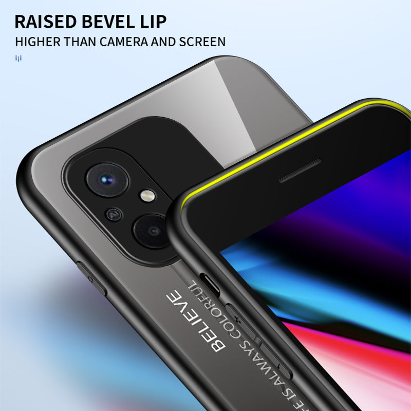 For Xiaomi Redmi 12C 4G Gradient Color Phone Case Tempered Glass+PC+TPU Cover