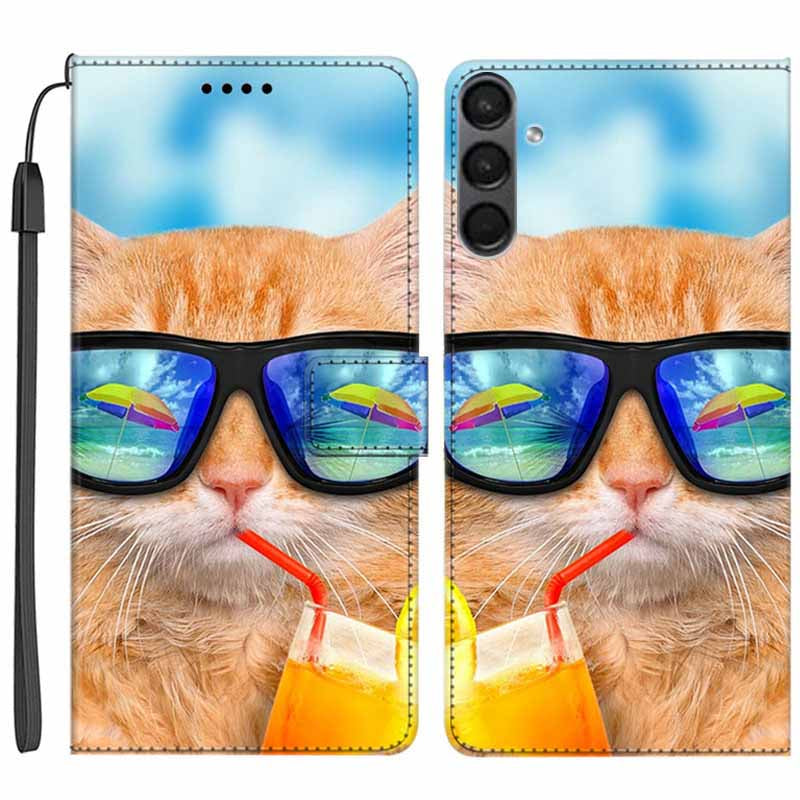For Samsung Galaxy A24 4G PU Leather Wallet Case Pattern Printing Stand Phone Cover with Strap