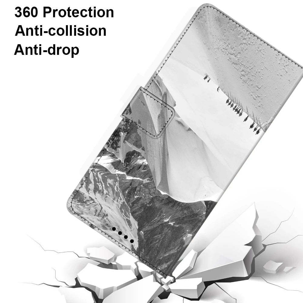 For Samsung Galaxy A24 4G PU Leather Wallet Case Pattern Printing Stand Phone Cover with Strap