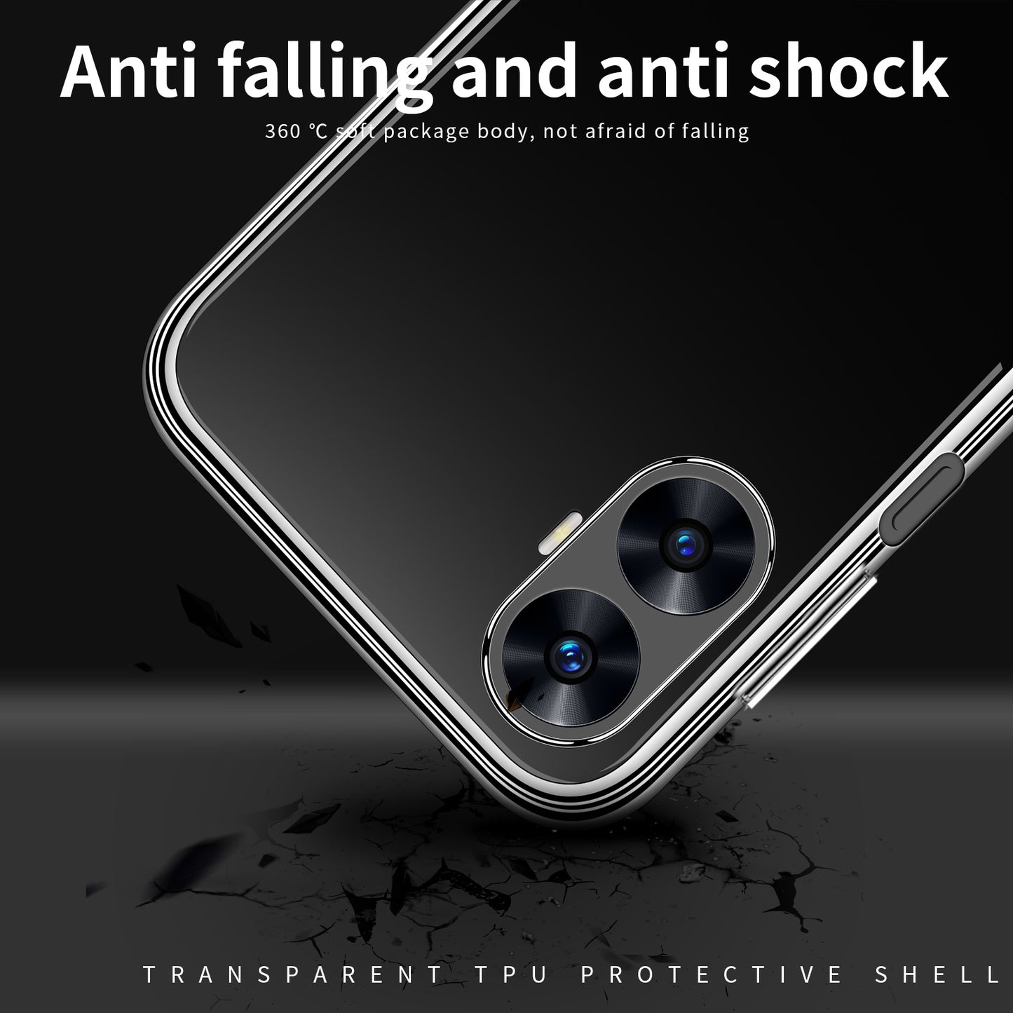 MOFI For Realme C55 Shockproof Transparent Back Shell Case Soft TPU Phone Cover