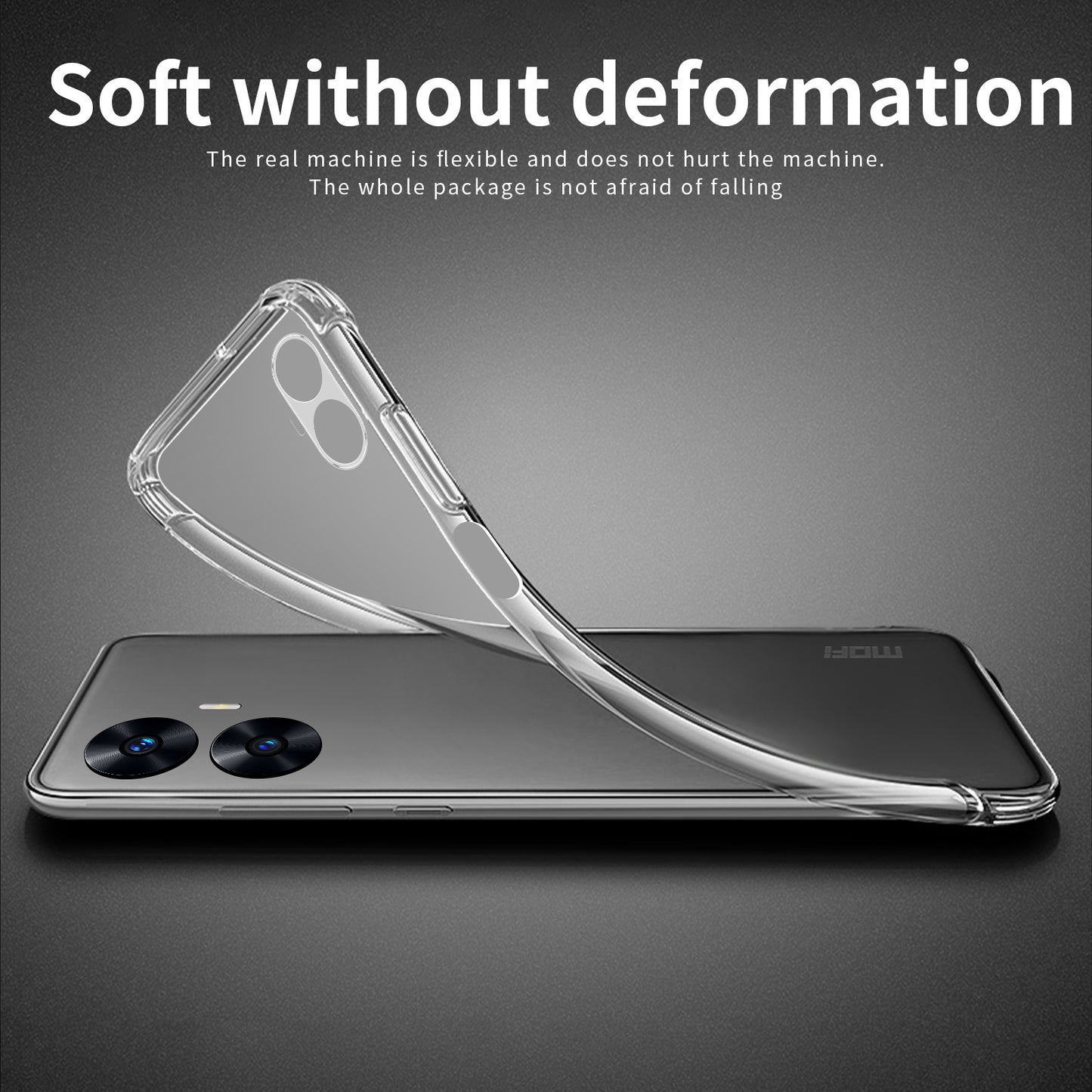 MOFI For Realme C55 Shockproof Transparent Back Shell Case Soft TPU Phone Cover