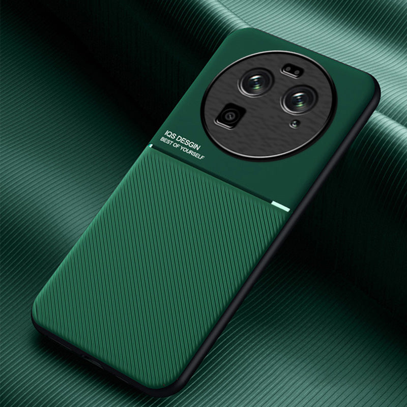 For Oppo Find X6 Lines Imprinted Phone Case Anti-scratch Leather+TPU Cover