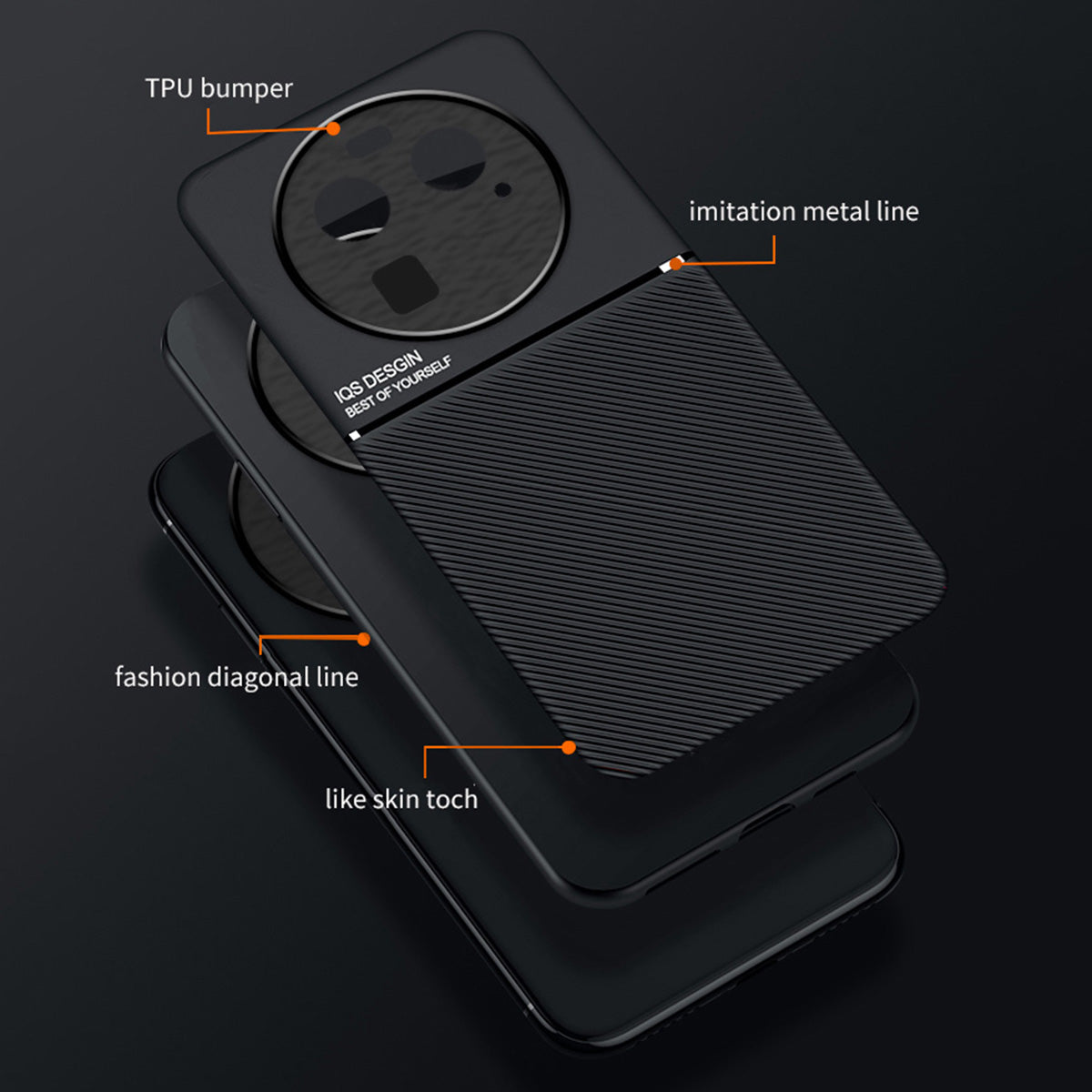 For Oppo Find X6 Lines Imprinted Phone Case Anti-scratch Leather+TPU Cover