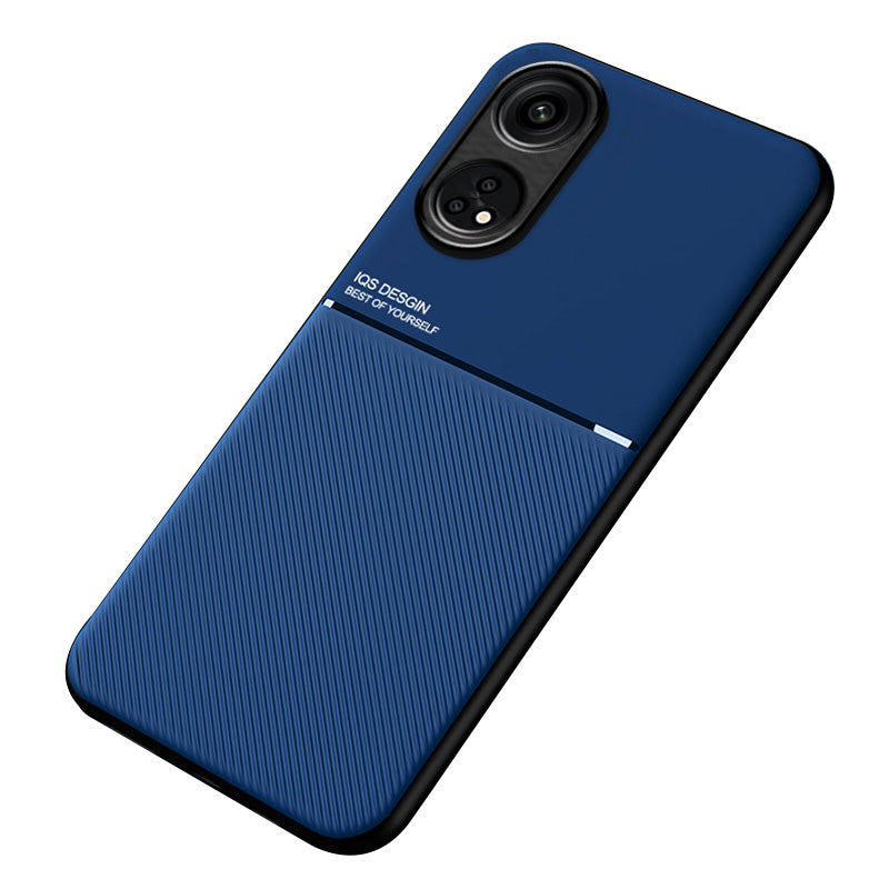 For Oppo Reno8 T 4G Lines Imprinted Phone Case PU Leather+TPU Cell Phone Cover