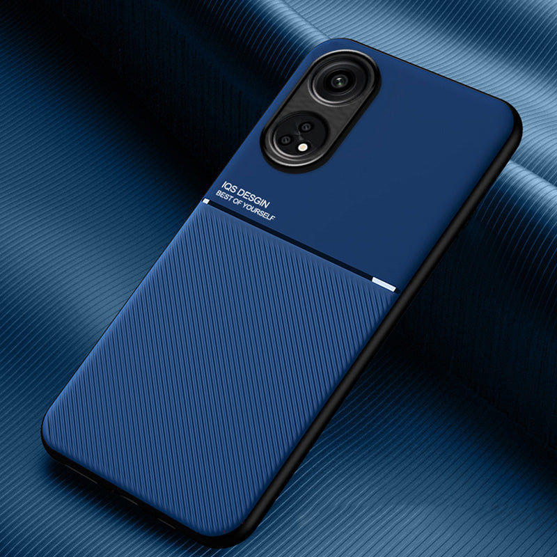 For Oppo Reno8 T 4G Lines Imprinted Phone Case PU Leather+TPU Cell Phone Cover