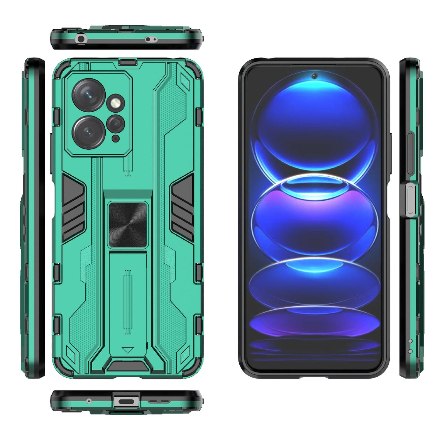 For Xiaomi Redmi Note 12 4G Kickstand Phone Case Hard PC Soft TPU Cell Phone Cover