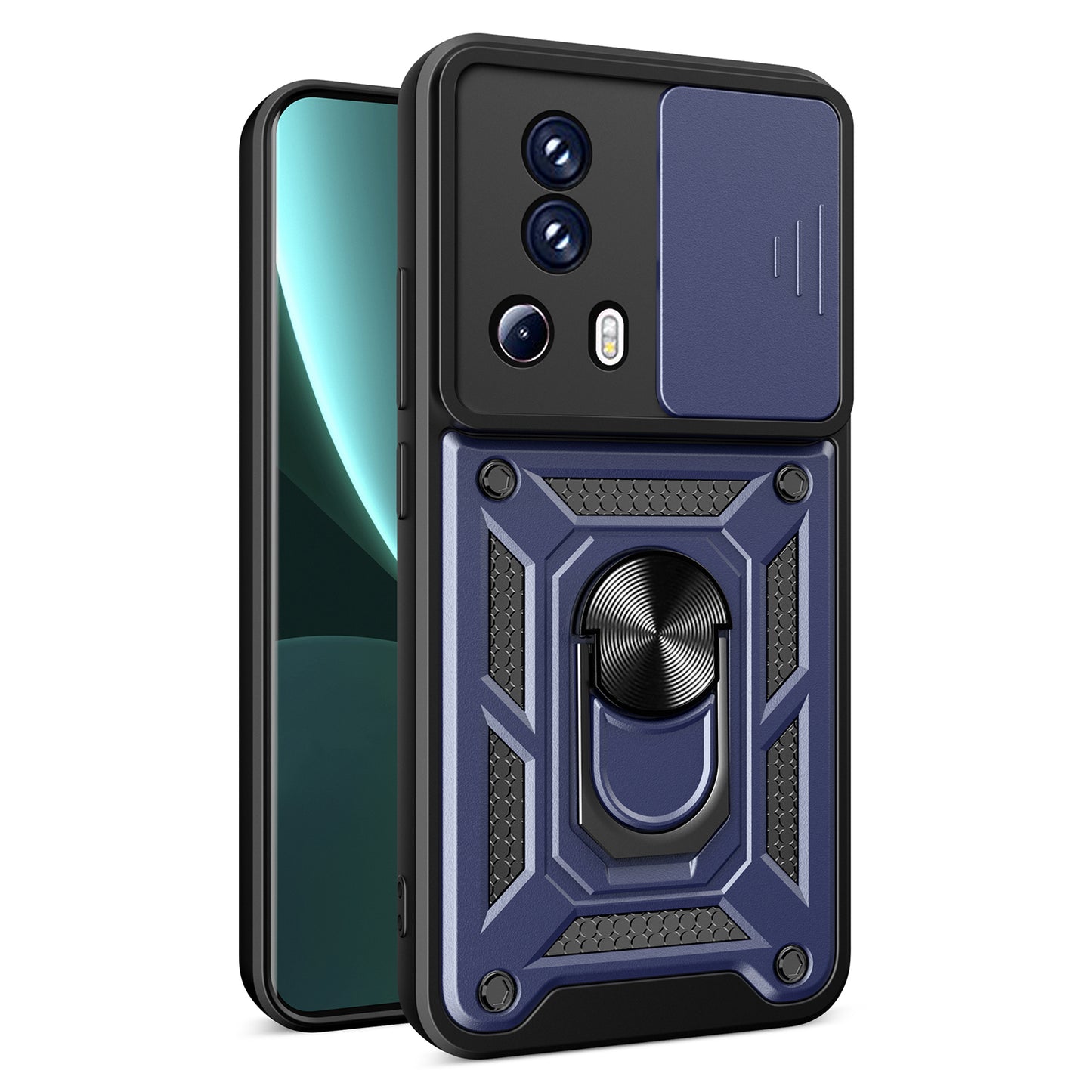 For Xiaomi 13 Lite / Civi 2 5G Kickstand PC+TPU Phone Case Slide Camera Lens Protection Phone Cover