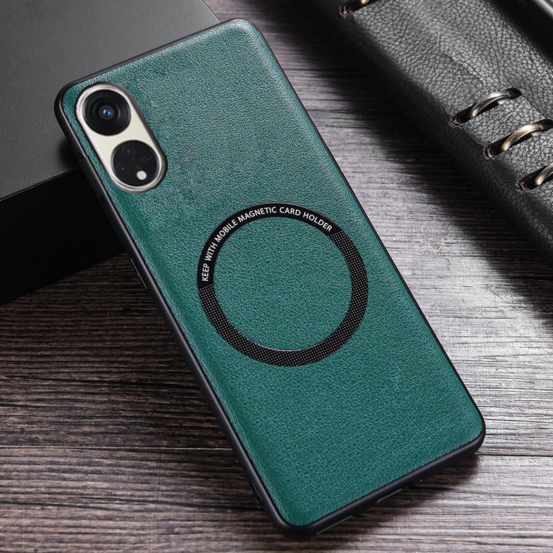 For Oppo Reno8 T 5G / A1 Pro 5G Magnetic Case Compatible with MagSafe PU Leather PC TPU Phone Cover