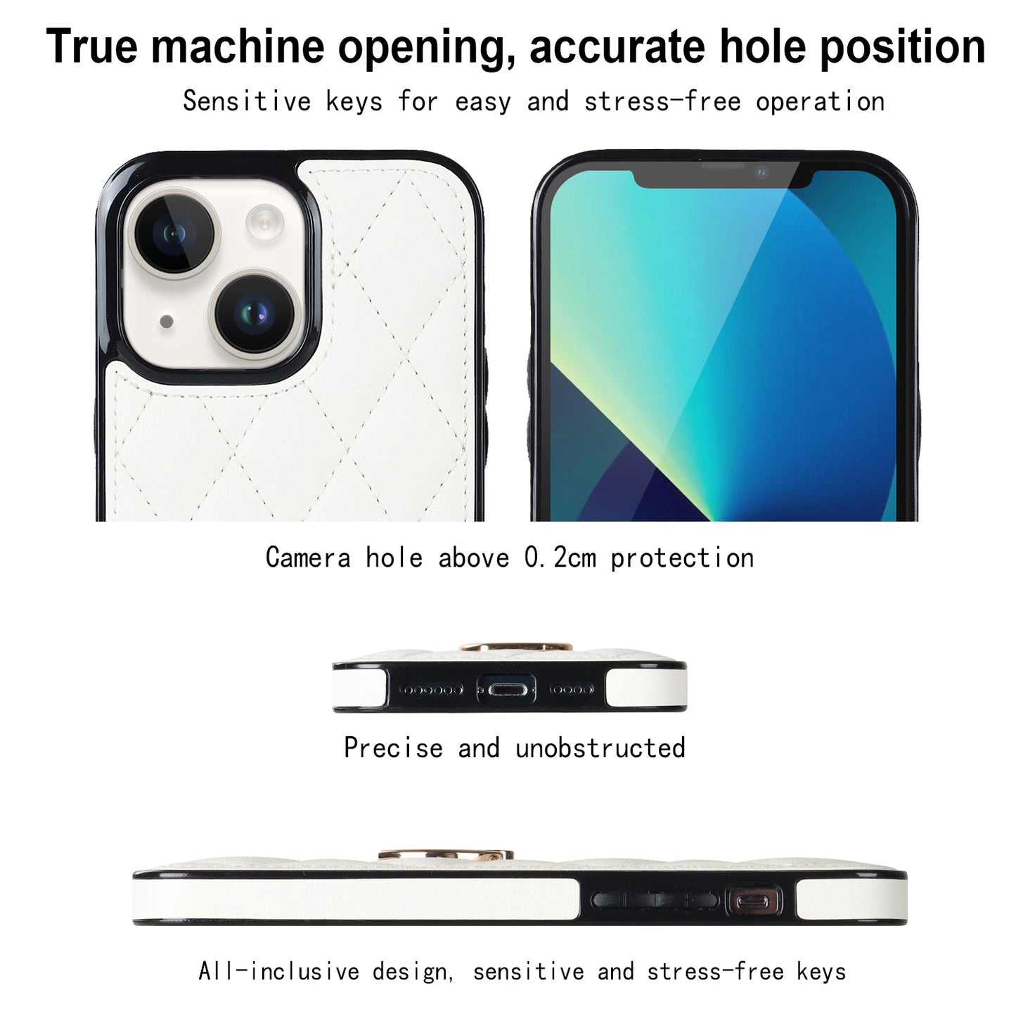 For iPhone 13 6.1 inch PU Leather+TPU Phone Case Stitching Rhombus Ring Holder Kickstand Phone Cover