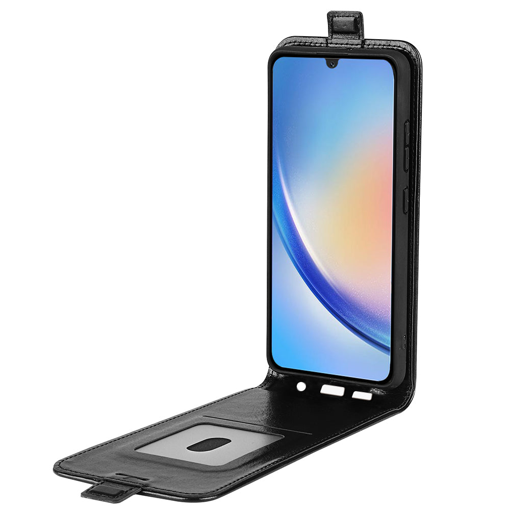 For Samsung Galaxy A24 4G Vertical Flip Card Holder Phone Case Crazy Horse Texture PU Leather Cover