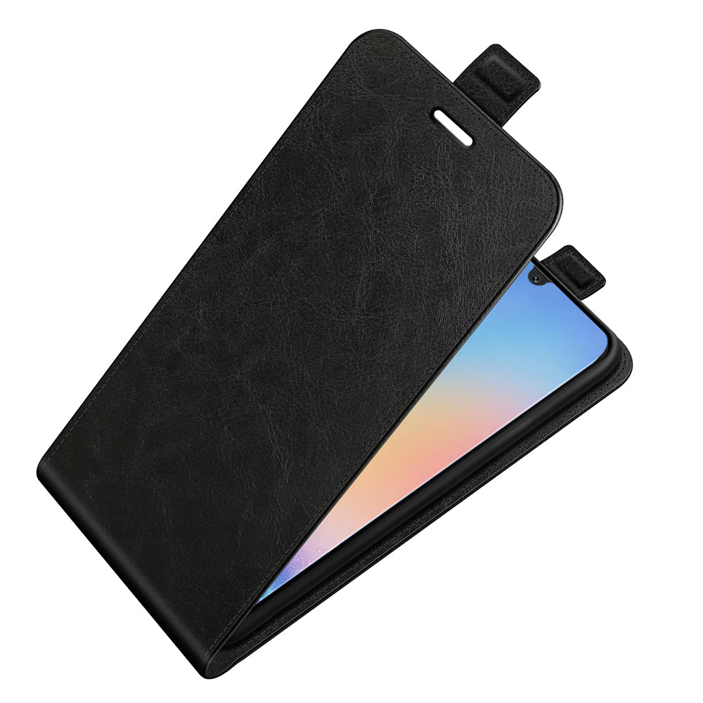 For Samsung Galaxy A24 4G Vertical Flip Card Holder Phone Case Crazy Horse Texture PU Leather Cover