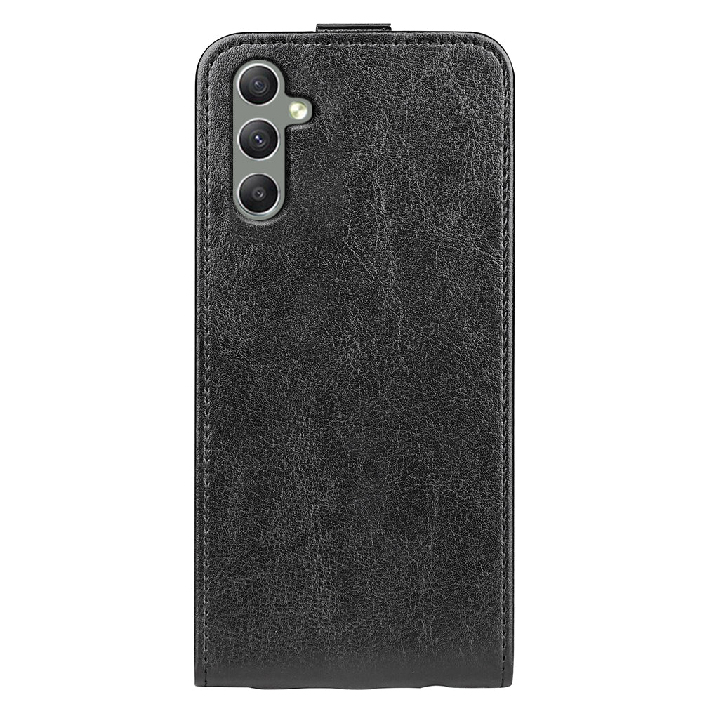 For Samsung Galaxy A24 4G Vertical Flip Card Holder Phone Case Crazy Horse Texture PU Leather Cover