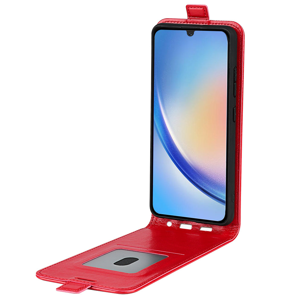 For Samsung Galaxy A24 4G Vertical Flip Card Holder Phone Case Crazy Horse Texture PU Leather Cover