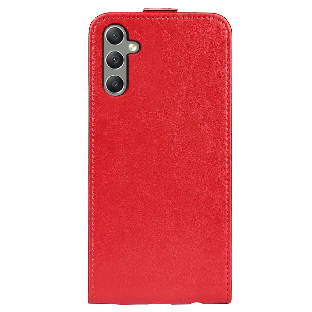 For Samsung Galaxy A24 4G Vertical Flip Card Holder Phone Case Crazy Horse Texture PU Leather Cover