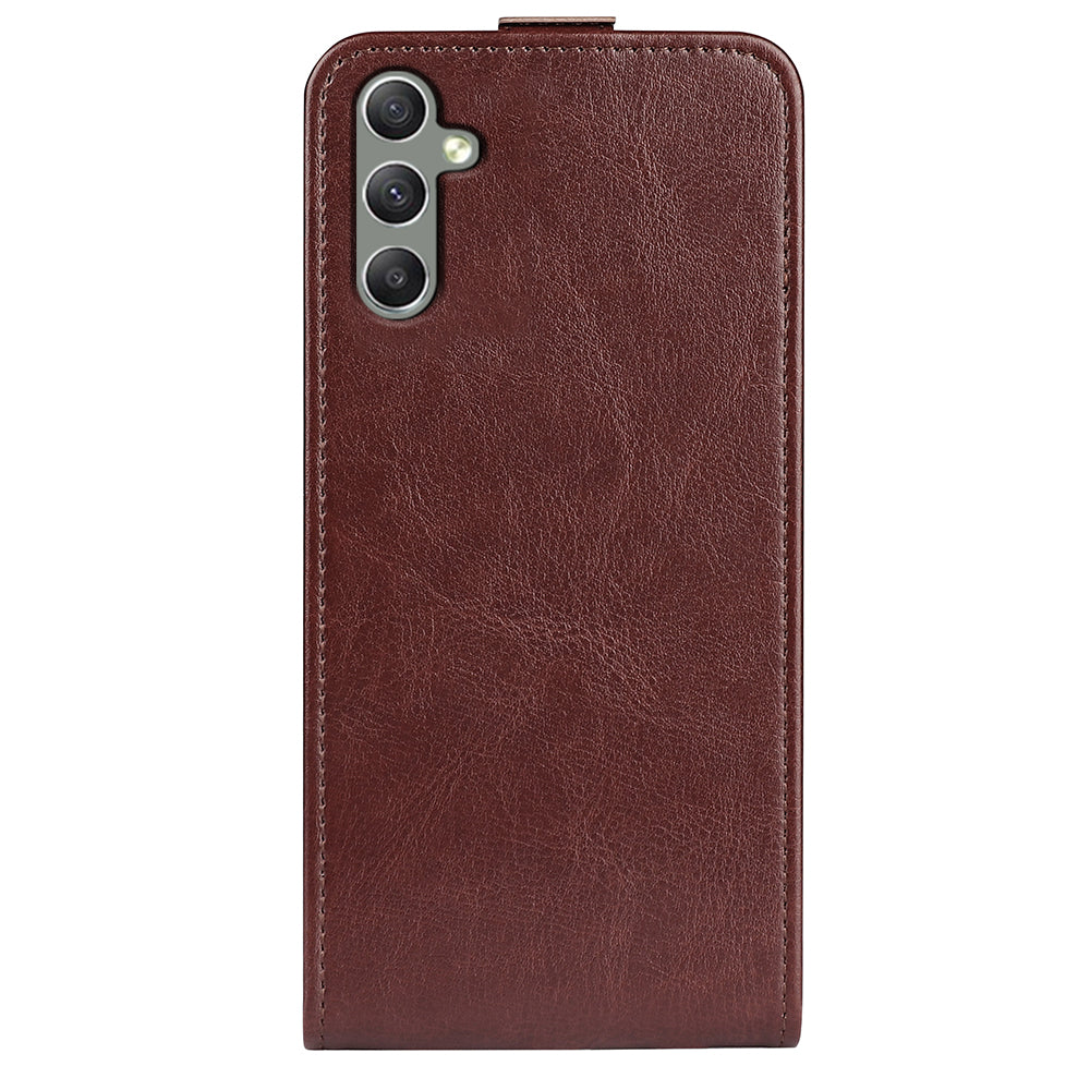 For Samsung Galaxy A24 4G Vertical Flip Card Holder Phone Case Crazy Horse Texture PU Leather Cover