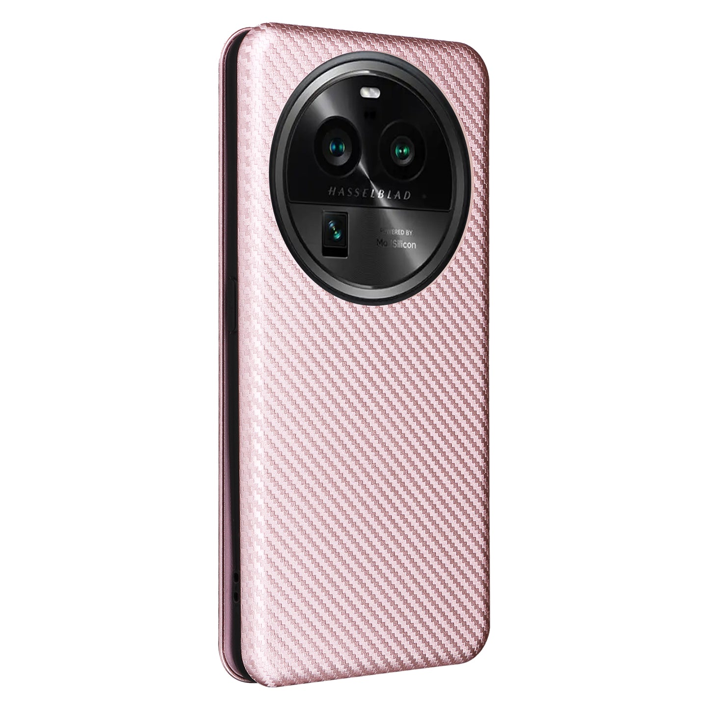 For Oppo Find X6 PU Leather Stand Phone Cover Carbon Fiber Texture Phone Case with Card Slot