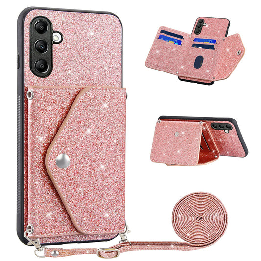 For Samsung Galaxy M14 5G Slim Phone Case Triangle Kickstand Card Holder PU Leather+TPU Phone Cover
