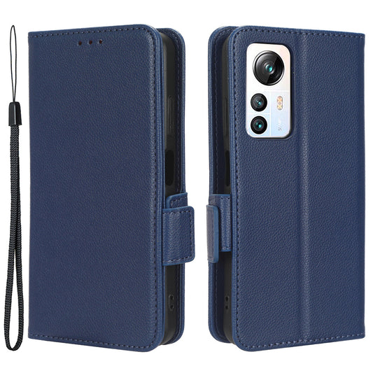 For Blackview A85 Wallet Phone Case PU Leather Litchi Texture Stand Cover with Strap