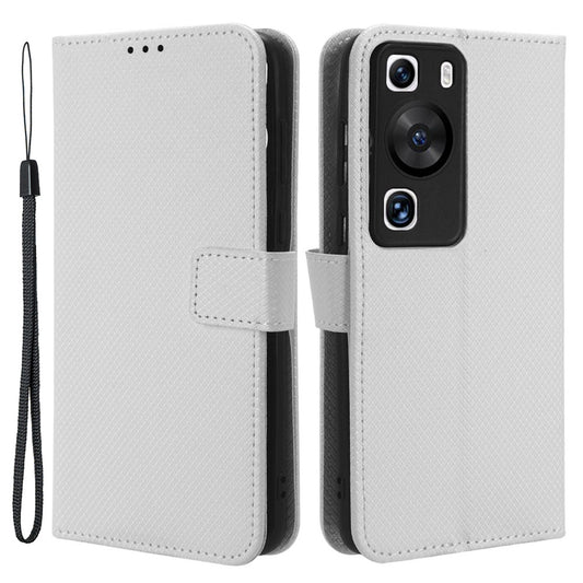 For Huawei P60 Pro / P60 Flip PU Leather Protective Cover Diamond Texture Wallet Anti-Scratch Phone Case