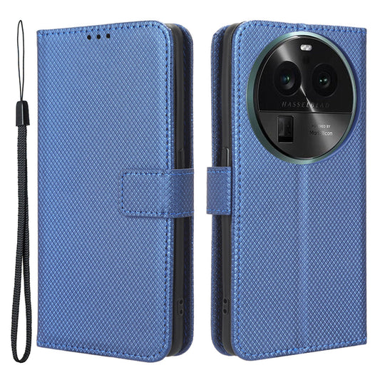 For Oppo Find X6 PU Leather Wallet Case Diamond Texture Stand Protective Phone Cover