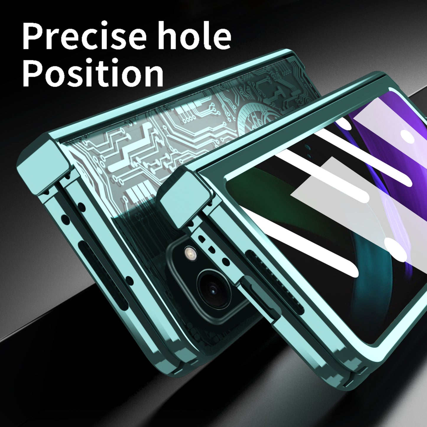 For Samsung Galaxy Z Fold2 5G Mechanical Legend Series Hinge Protection Phone Case Hard PC Electroplating Cover with Tempered Glass Film