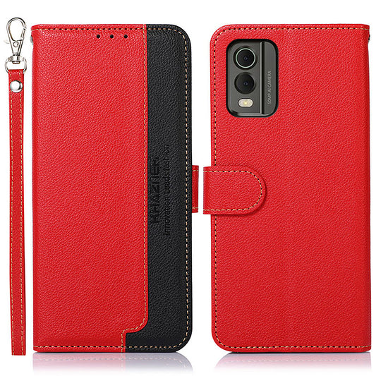 KHAZNEH For Nokia C32 Litchi Texture RFID Blocking Phone Case Leather Wallet Stand Anti-drop Cover