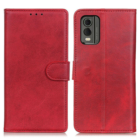 For Nokia C32 Cowhide Texture PU Leather Wallet Mobile Case Drop-proof Stand Phone Cover