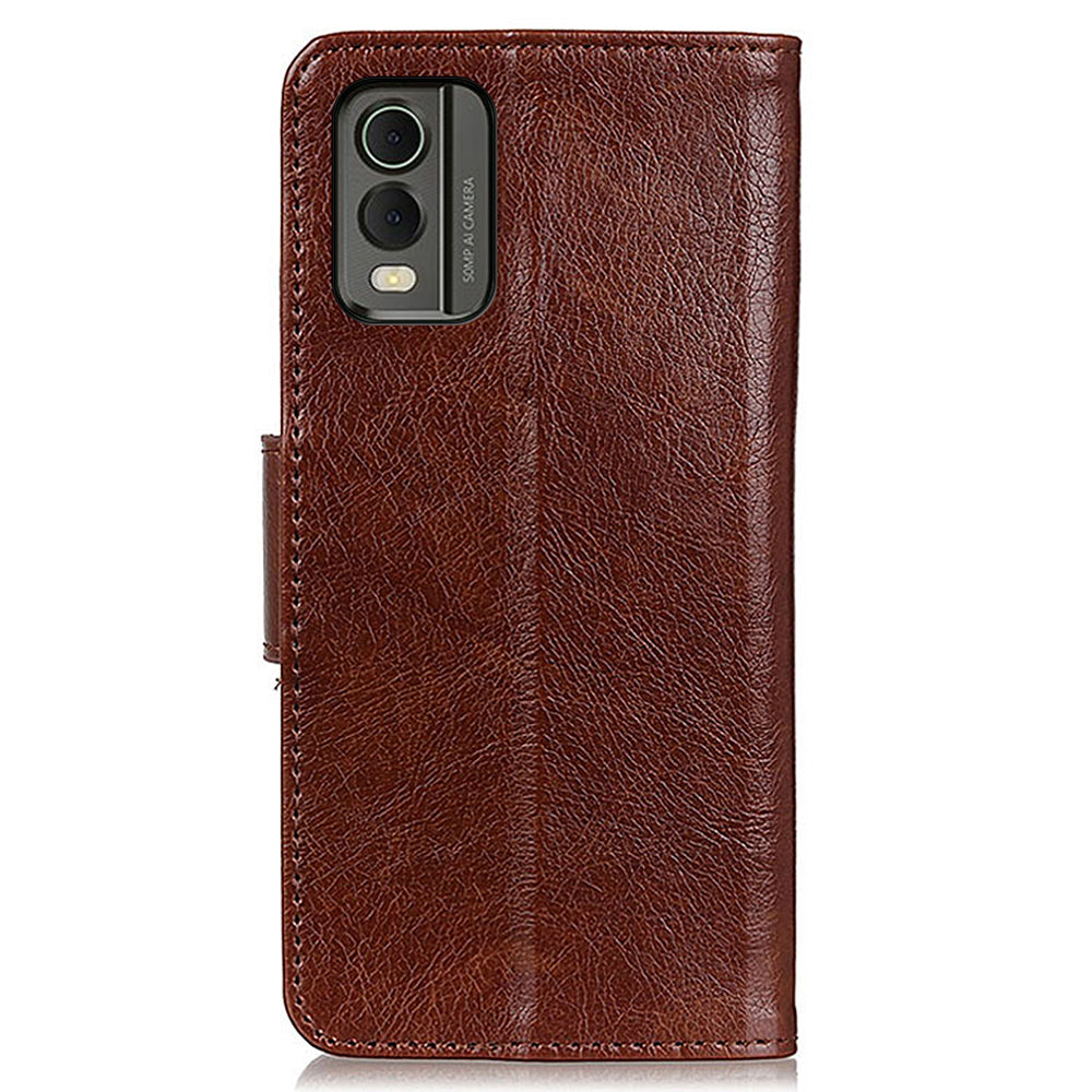 For Nokia C32 Wallet Stand Split Leather Phone Case Nappa Texture Cellphone Protective Cover