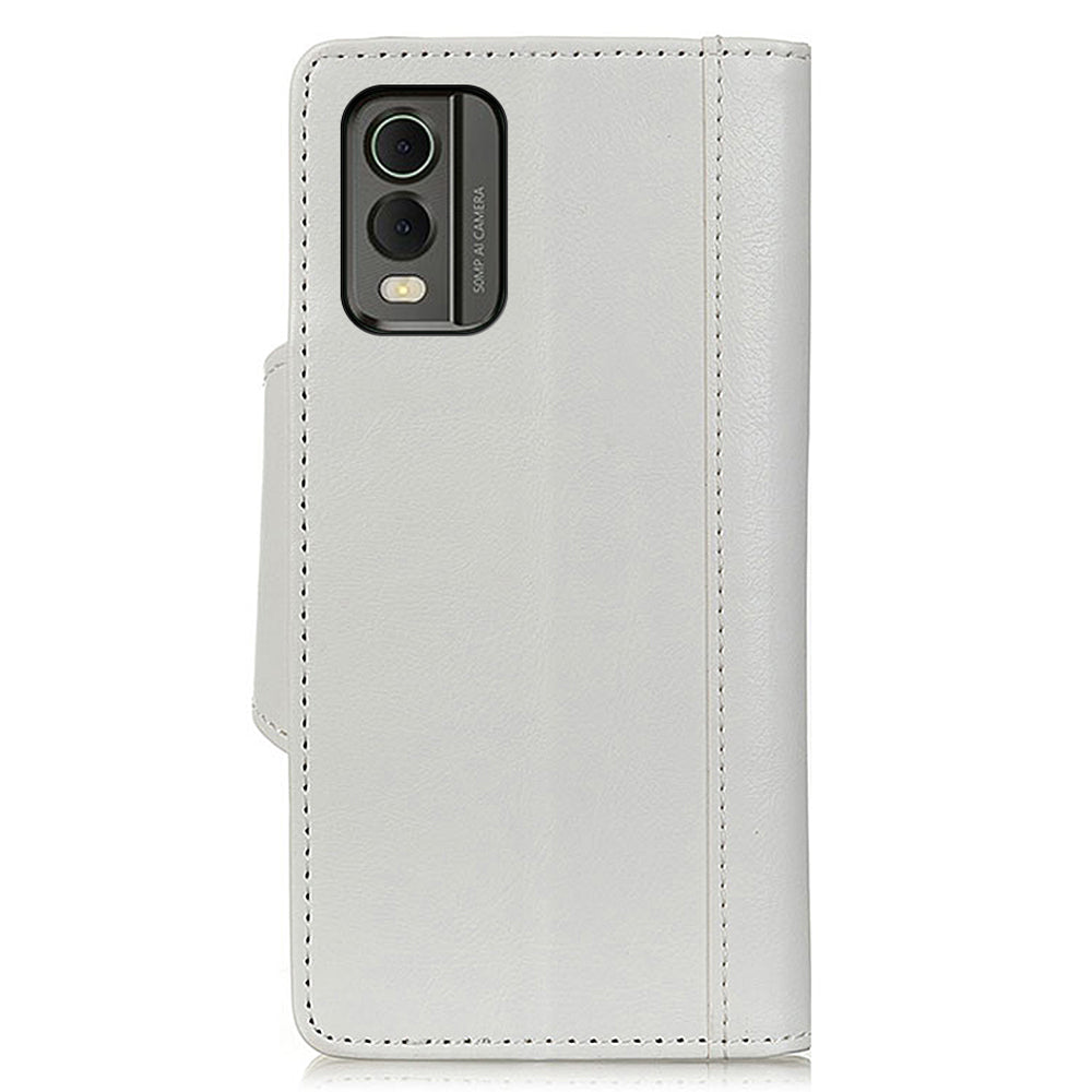 Cowhide Texture Phone Case for Nokia C32 , PU Leather Folio Flip Cover Wallet Stand Protector Shell