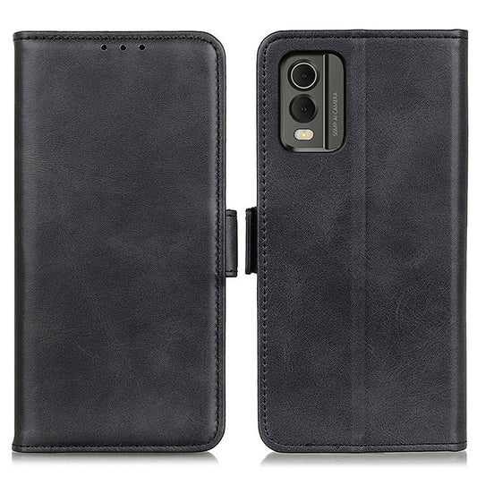 Phone Cover for Nokia C32 Anti-drop Cowhide Texture PU Leather Foldable Stand Wallet Case