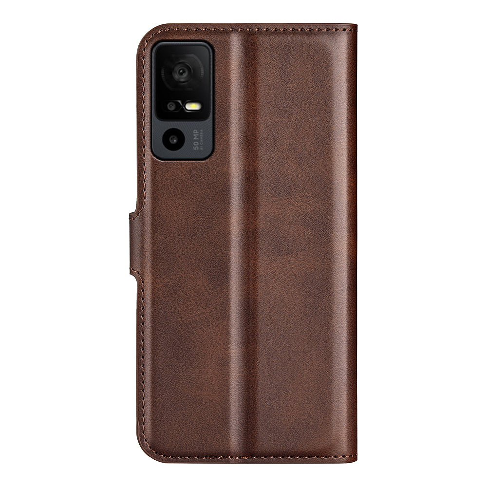 For TCL 40R 5G PU Leather Wallet Calf Texture Square Clasp Stand Phone Case Protective Shell