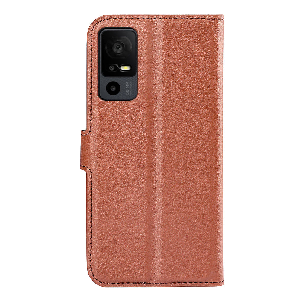 PU Leather Phone Case for TCL 40R 5G , Dustproof Litchi Texture Phone Shell Wallet Stand Flip Cover