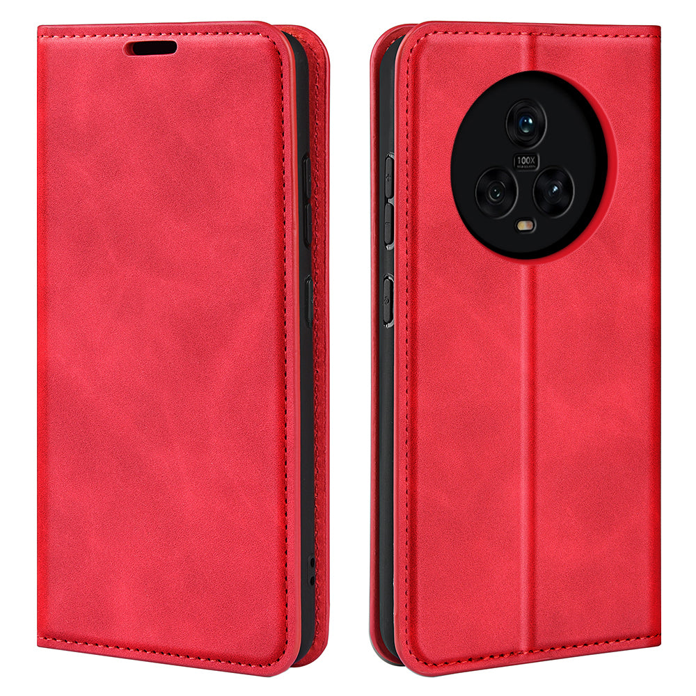 For Honor Magic5 Skin-Touch Leather Wallet Phone Case Magnetic Flip Stand Drop-Proof Cover