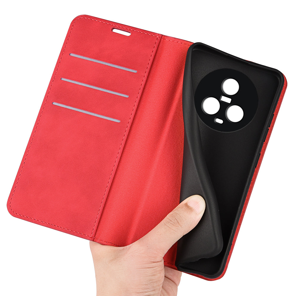 For Honor Magic5 Skin-Touch Leather Wallet Phone Case Magnetic Flip Stand Drop-Proof Cover