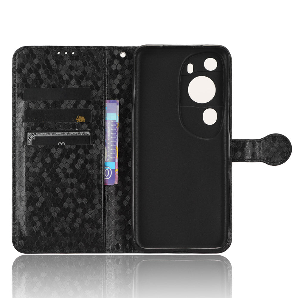 For Huawei P60 Art PU Leather Wallet Phone Case Dot Pattern Imprinted Stand Phone Cover