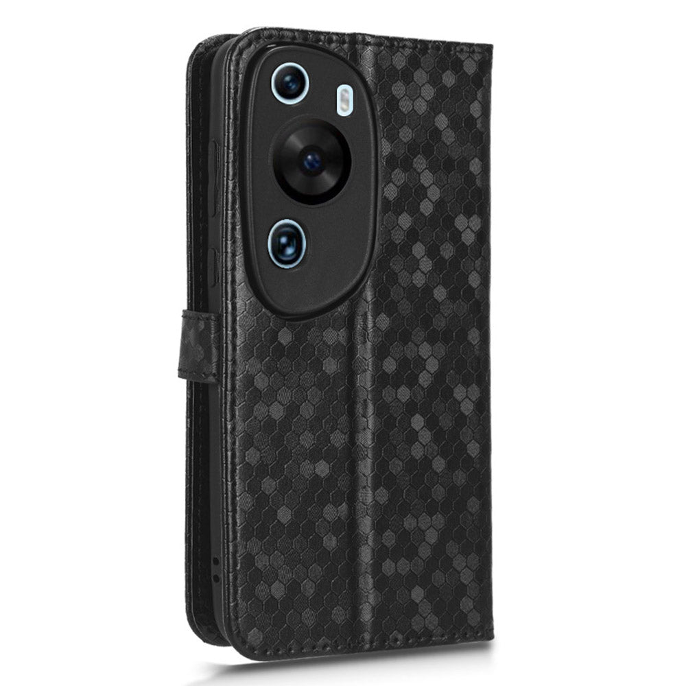 For Huawei P60 Art PU Leather Wallet Phone Case Dot Pattern Imprinted Stand Phone Cover