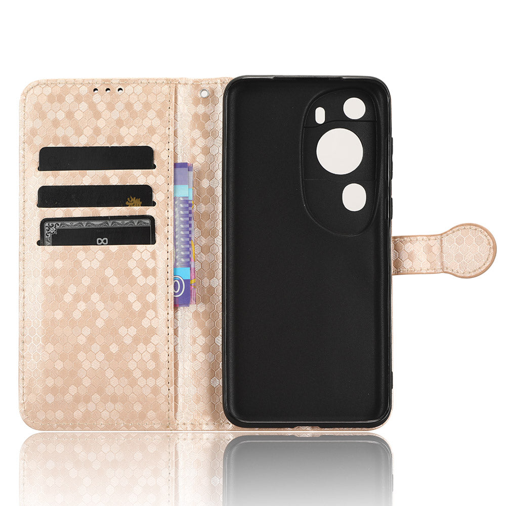 For Huawei P60 Art PU Leather Wallet Phone Case Dot Pattern Imprinted Stand Phone Cover