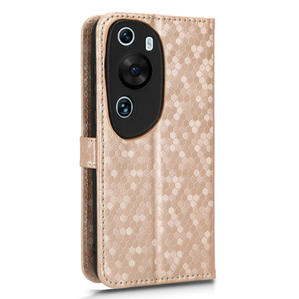 For Huawei P60 Art PU Leather Wallet Phone Case Dot Pattern Imprinted Stand Phone Cover
