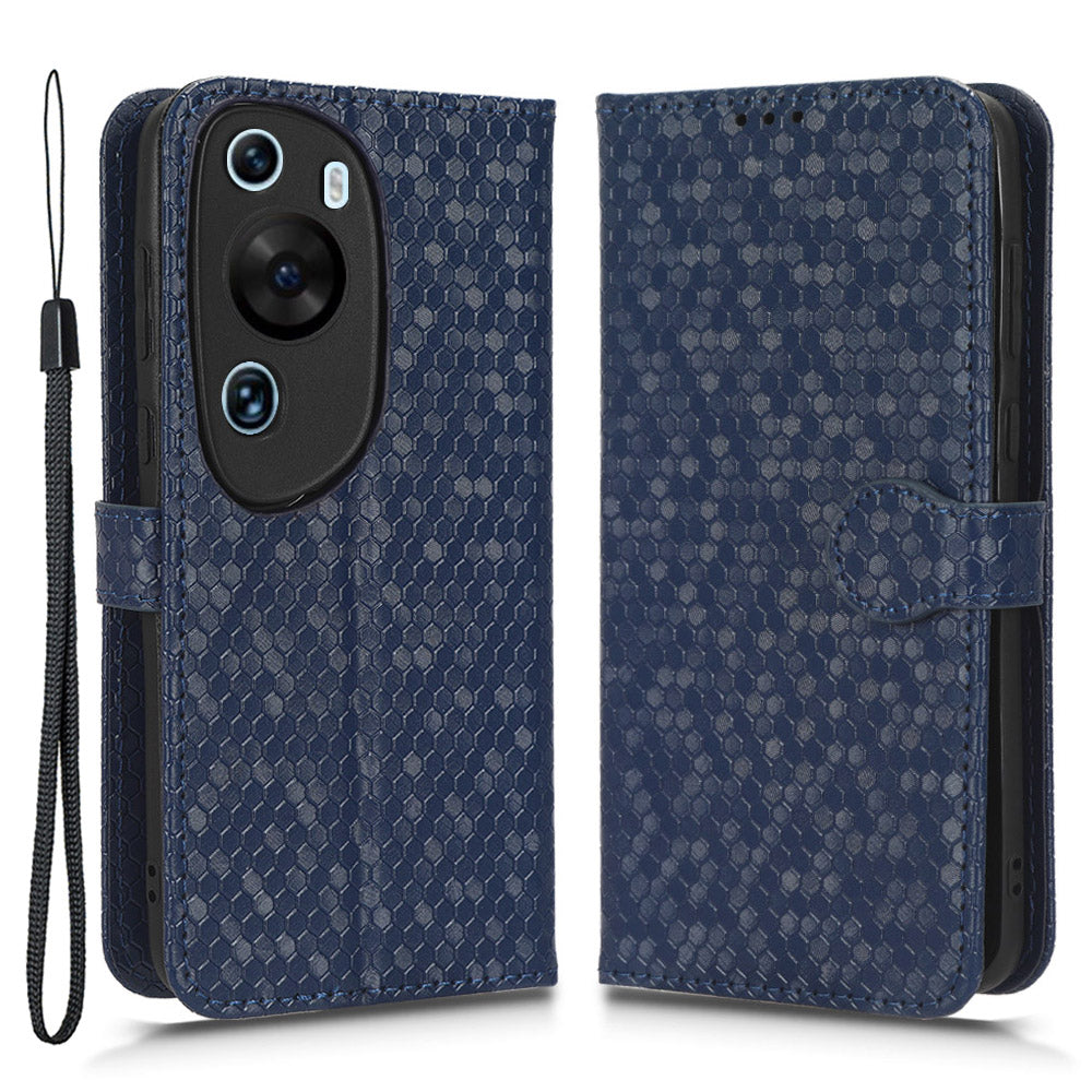For Huawei P60 Art PU Leather Wallet Phone Case Dot Pattern Imprinted Stand Phone Cover