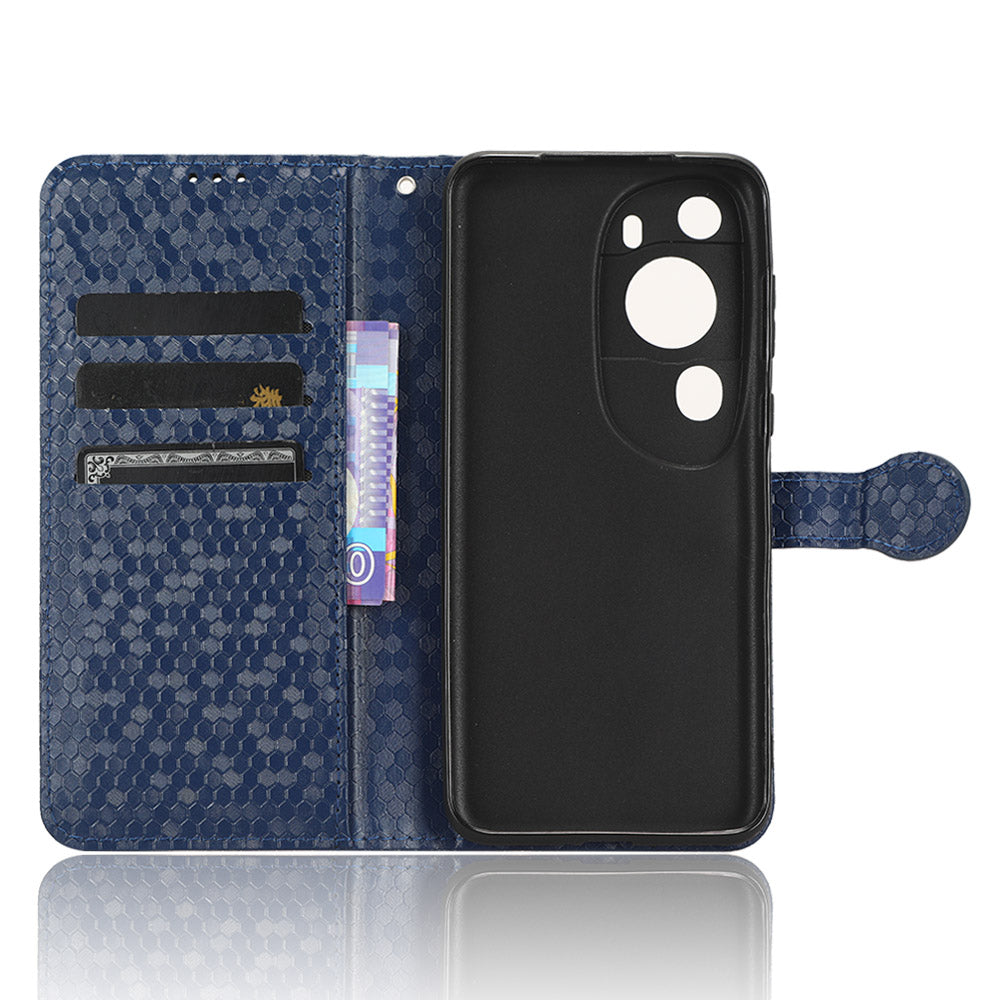For Huawei P60 Art PU Leather Wallet Phone Case Dot Pattern Imprinted Stand Phone Cover