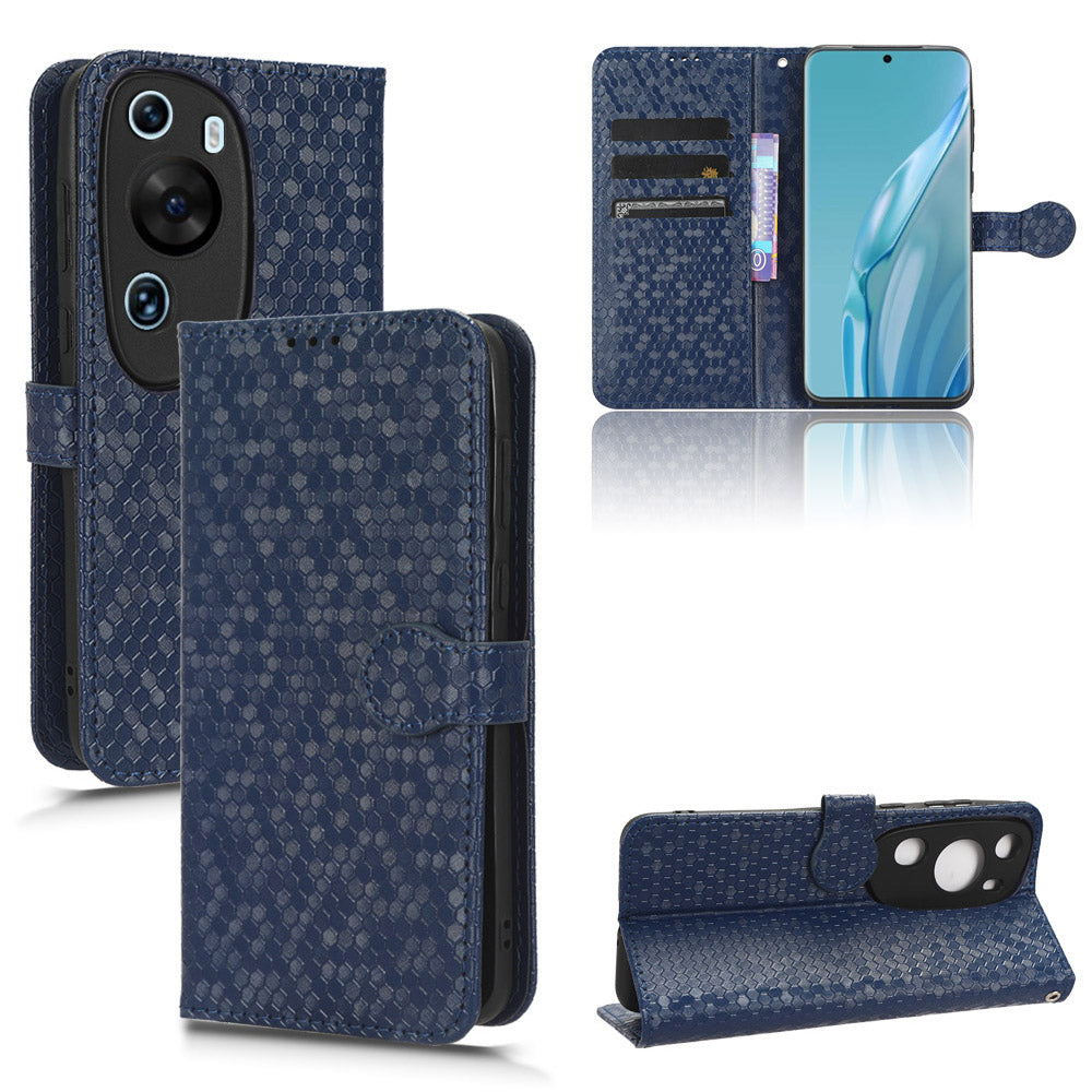 For Huawei P60 Art PU Leather Wallet Phone Case Dot Pattern Imprinted Stand Phone Cover