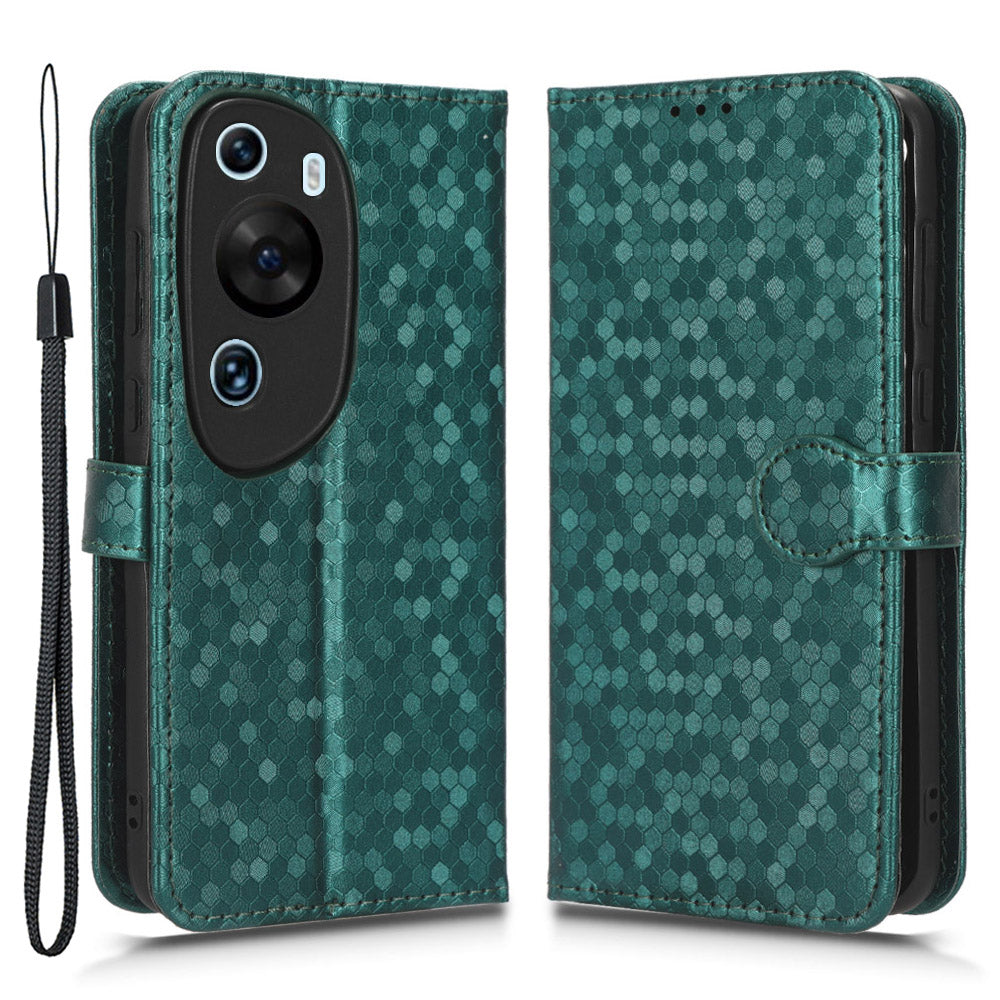 For Huawei P60 Art PU Leather Wallet Phone Case Dot Pattern Imprinted Stand Phone Cover